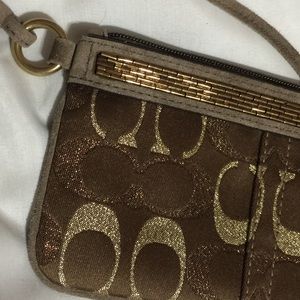 Coach signature pattern, wristlet with beading